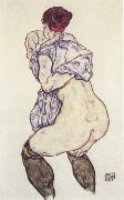 Egon Schiele woman undressing oil painting